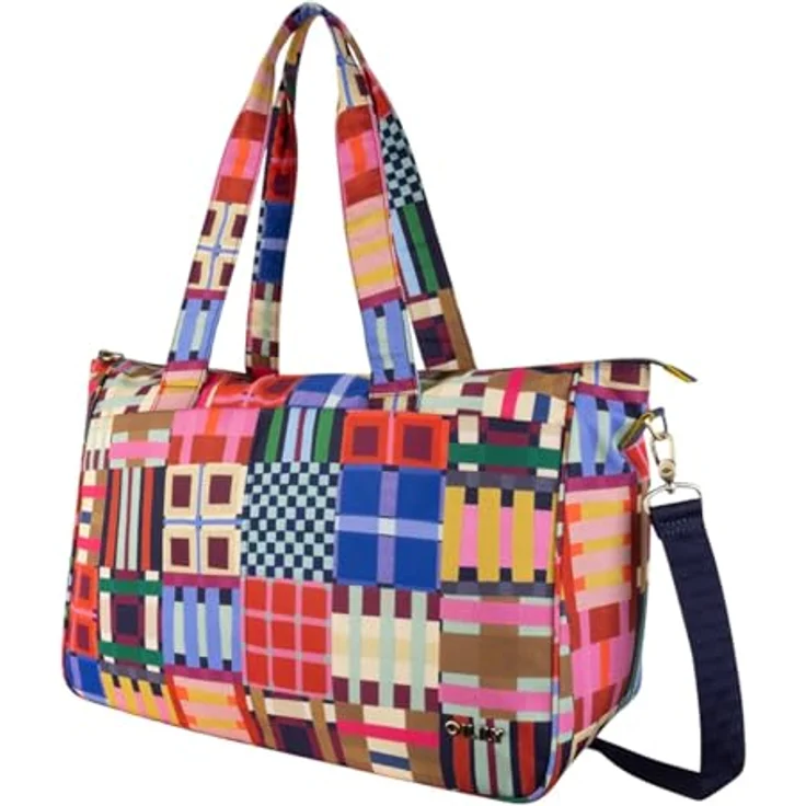 Oilily Tartan Tape Wynda Shopper Tasche, 31 cm, Mehrfarbig mit praktischen Fächern und verstellbarem Umhängeriemen – Bild 2