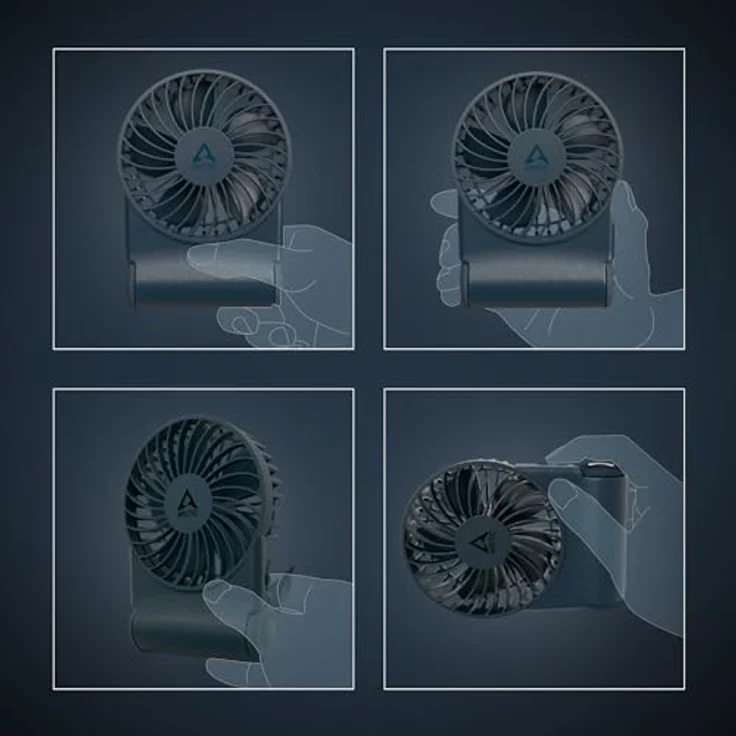 ARCTIC Summair 2Go, Wiederaufladbarer Handventilator mit Standfuß, stufenlos regelbar, 4-77h Laufzeit, USB-C Anschluss - Blau – Bild 5