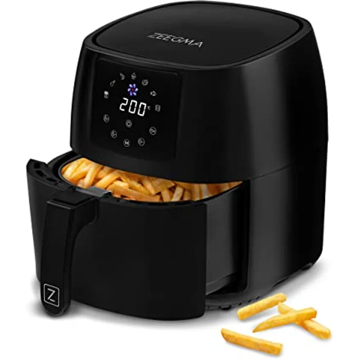 ZEEGMA Knapper Pro Turbo Heißluftfritteuse 1400W, Gesundes & Schnelles Kochen, 8 Programme, Großes Fassungsvermögen 4,5 L, Teflonbeschichtung, Spülmaschinenfest – Bild 1