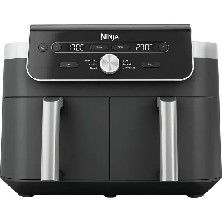 NINJA DualZone XL-Heißluftfritteuse DZ901EU, 2 Schubladen, 9,5 l Fassungsvermögen, 2470 W, 6 Kochvoreinstellungen