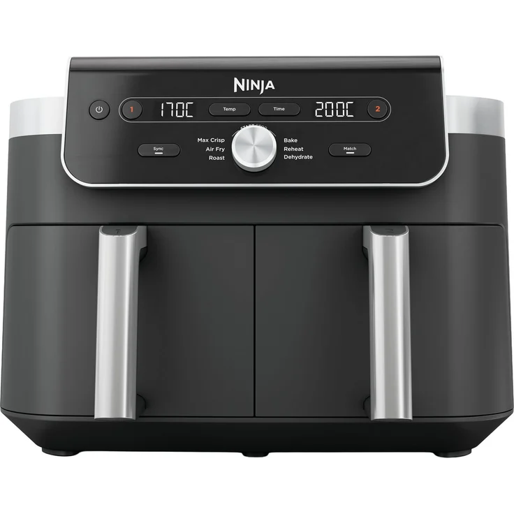 NINJA DualZone XL-Heißluftfritteuse DZ901EU, 2 Schubladen, 9,5 l Fassungsvermögen, 2470 W, 6 Kochvoreinstellungen