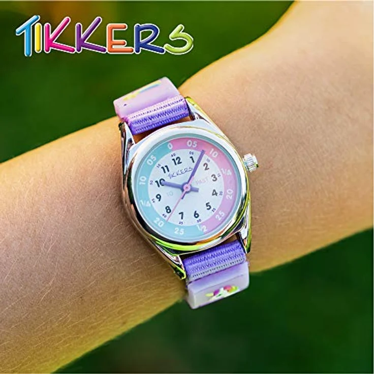 Tikkers Mädchen Analog Classic Quarz Uhr TK0148, Textilarmband mit Einhorn-Design, verstellbarem Klettverschluss, 24 mm Gehäuse – Bild 5