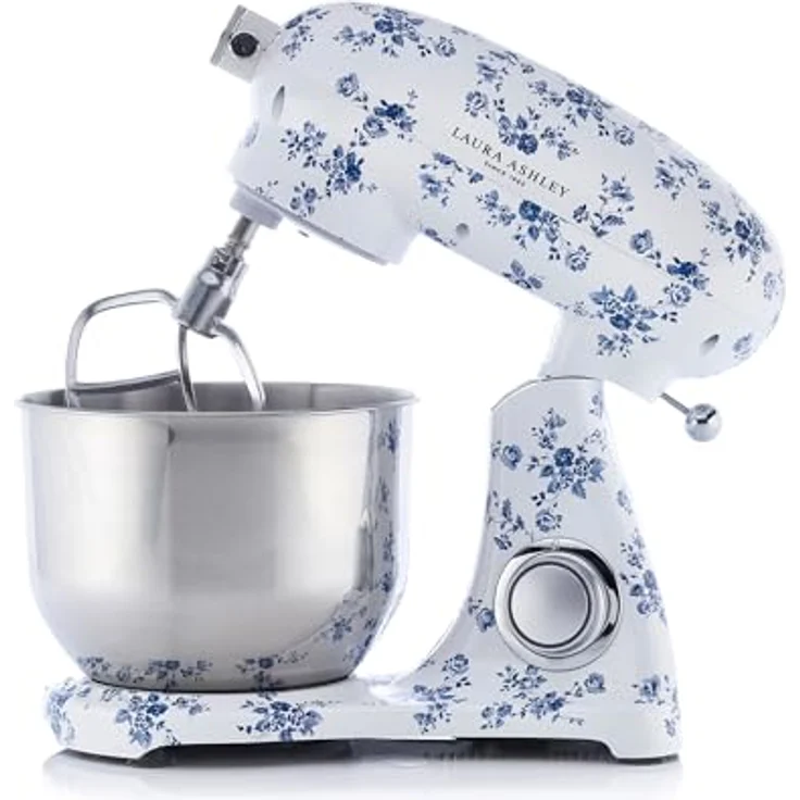 VQ Laura Ashley 6L Küchenmaschine, Druckguss mit China Rose Print, 1800W Motor, 10 Geschwindigkeitsstufen, 304 Edelstahl-Rührschüssel – Bild 1