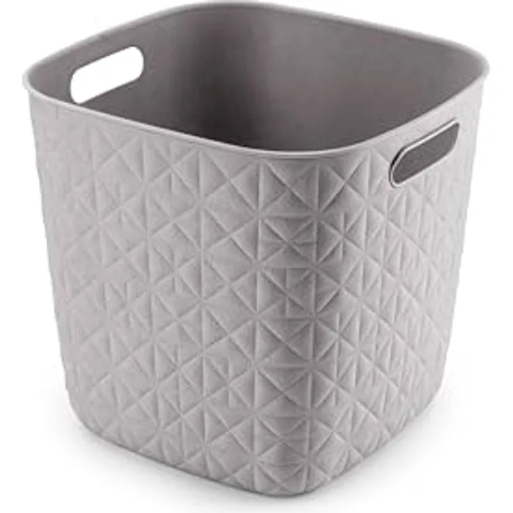 Curver Aufbewahrungskorb Softex, 15 l, elegantes Design, leicht, stapelbar, 100% recycelt, 27 x 27 x 26 cm, Taupe