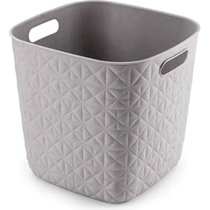 Curver Aufbewahrungskorb Softex, 15 l, elegantes Design, leicht, stapelbar, 100% recycelt, 27 x 27 x 26 cm, Taupe – Bild 1