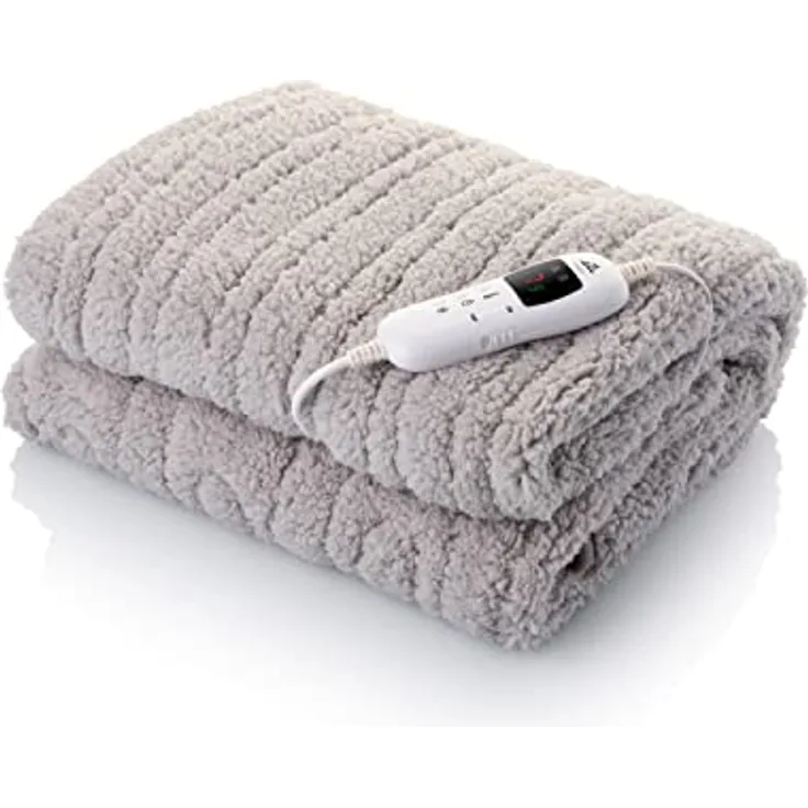 ETA Heizdecke Shaggy mit 9 Stufen der Temperatureinstellung - Abmessung 130x160 cm, Polar Fleece Material, Timer 1-9 Stunden