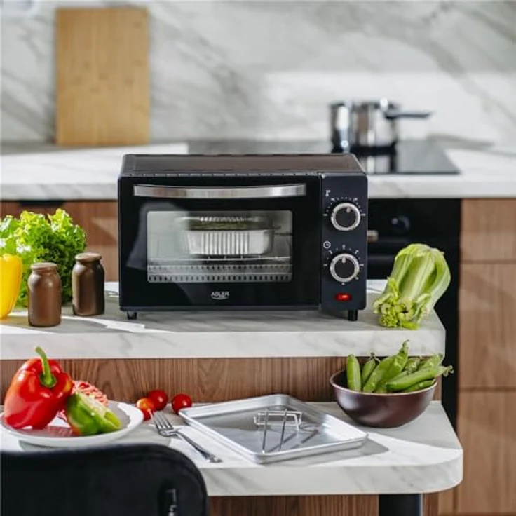Adler Minibackofen AD 6032, Elektrobackofen mit Timer und Backblech, 9 l, schwarz – Bild 9