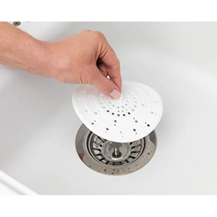 Wenko Abfluss-Sieb Spülbeckensieb, Silikon, Ø 12 x 0,3 cm, weiß – Bild 6