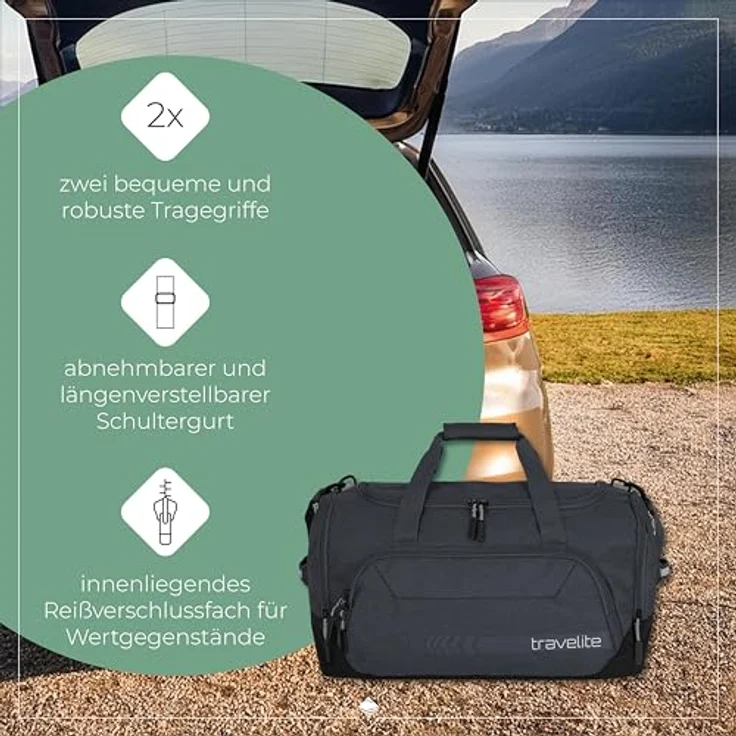 Travelite Kick Off Weekender Reisetasche M 50 cm, dunkel anthrazit, 100% Polyester, 50 x 29 x 30 cm – Bild 6