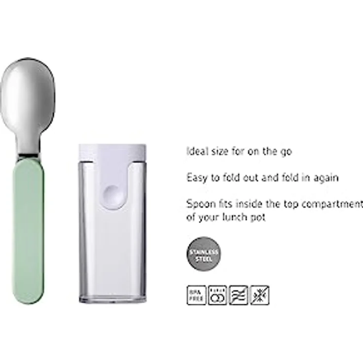 Mepal - Klapplöffel Ellipse - Wiederverwendbarer Löffel zum Mitnehmen - Klapplöffel für Joghurtbecher - Reisebesteck - Inklusive Aufbewahrungsetui - Edelstahl - Vivid mauve – Bild 3