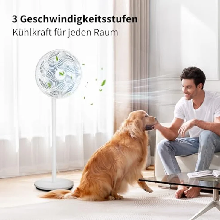 aeco AirX-Flow 100, 2-in-1 Stand- & Tischventilator mit 3 Geschwindigkeitsstufen, höhenverstellbar (70–116 cm), 85° Oszillation, 55W, 7-Blatt Lüfter für optimale Luftzirkulation – Bild 2
