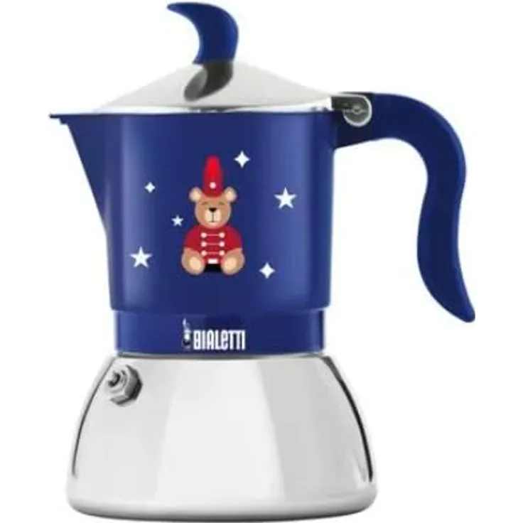 Bialetti Fiamm Ind Espressokocher, 2 Tassen, Orsetto Blau, induktionstauglich, Aluminium