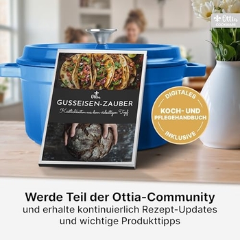 OTTIA Gusseisen Topf, 3-lagige Emaille, 26cm Groß, Produktbild-Vorschau 3
