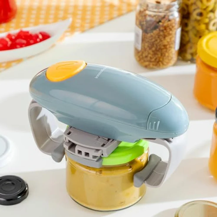 InnovaGoods Elektrischer Gläser- und Dosenöffner, Automatische Ausschaltung, Benutzerfreundlich, Flexibel für verschiedene Größen, Kunststoff, Bunt, Groß – Bild 4