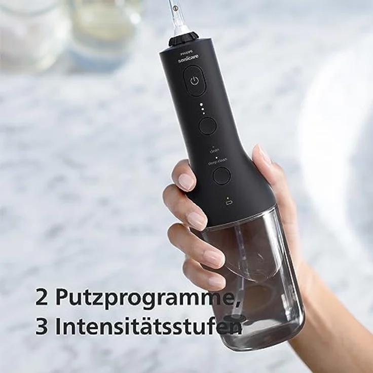 Philips Sonicare kabelloser Power Flosser 3000 Munddusche, Wasser-Flosser für Zähne, Zahnfleisch und Zahnpflege, in schwarz (Modell HX3826/33) – Bild 5