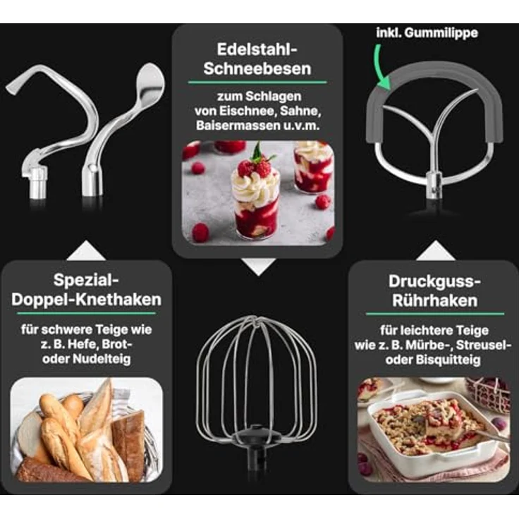 ProfiCook® Küchenmaschine mit XXL 12L Schüssel | Knetmaschine mit 2500W Longlife-Profi-Motor | Metallgetriebe und LED-Display | Food Processor für bis zu 8,5 kg Teig |13 Geschwindigkeiten | PC KM 1254 – Bild 4