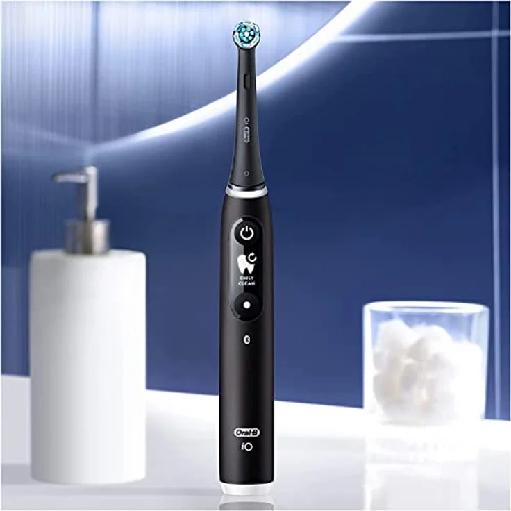 Oral-B iO Series 6 Elektrische Zahnbürste/Electric Toothbrush, Doppelpack & 3 Aufsteckbürsten, 5 Putzmodi für Zahnpflege, Magnet-Technologie, Display, Designed by Braun, black lava/pink sand – Bild 2