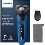 Philips Shaver Series 5000 – Elektrischer Nass- & Trockenrasierer für Herren mit Präzisionstrimmer & weicher Transporttasche, Stahlblau