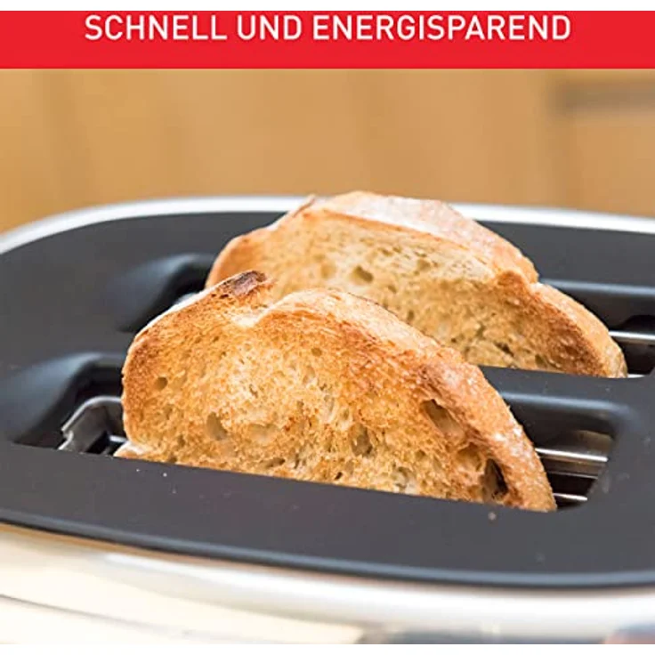 Tefal TT883D Majestuo Doppelschlitz-Toaster | Touchscreen-Display | 2 personalisierbare Shortcuts | 1050 Watt | Anhebevorrichtung | Auftau- und Aufwärmfunktion | Stopp-Taste | Edelstahl/Schwarz – Bild 4