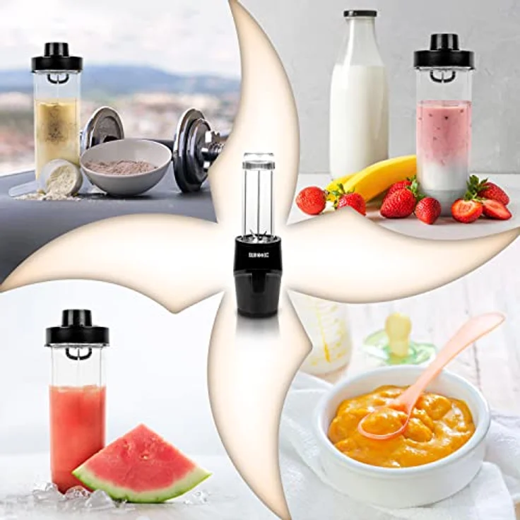 Duronic BL510 Mini-Standmixer | Mini Smoothie Maker | Standmixer 23.000 U/min | 500 W Elektrischer Blender | Shake Mixer mit 570 ml Trinkflasche to go (BPA-frei) | Obst Gemüse Frucht Saft Entsafter – Bild 5