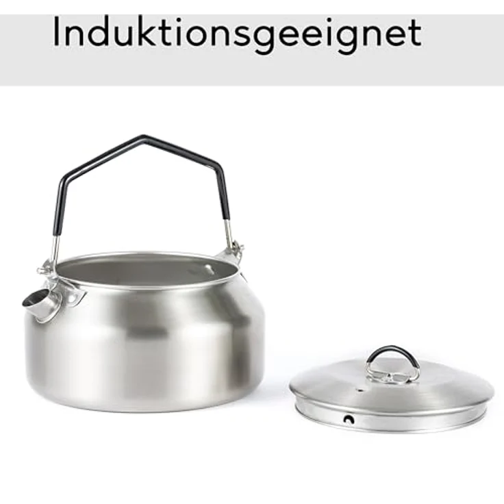 Hanseküche Edelstahl Wasserkessel 1L, Tragbarer Campingkessel mit klappbaren Griffen, Platzsparendes Design für Outdoor & Zuhause – Bild 3