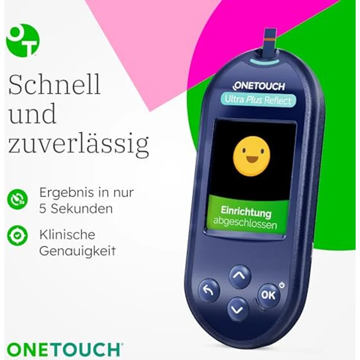 OneTouch Ultra Plus Reflect® Blutzucker-Messgerät (mg/dl) I Diabetes-Testset in Stoffbeutel, tragbar mit schnellen & genauen Ergebnissen, 20 Sprachen, global bewährt – Bild 5