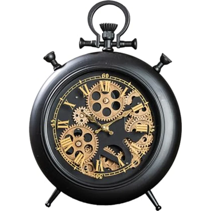 XXXL Wanduhr Torno, schwarze Metall- und Kunststoffuhr, 29x38x6 cm, mit leisem Uhrwerk – Bild 1