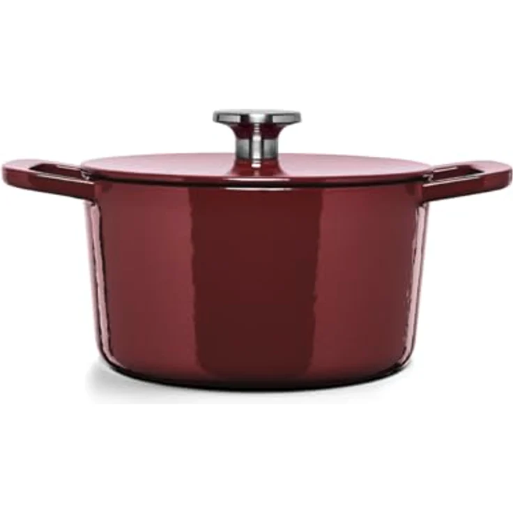 Fissler Moments Collection / Emaillierter Gusseisen-Bräter, rund (Ø 24 cm) Cast-Iron Topf, Cocotte AromaStar-Funktion, Induktion – Burgunderrot, Rot – Bild 3