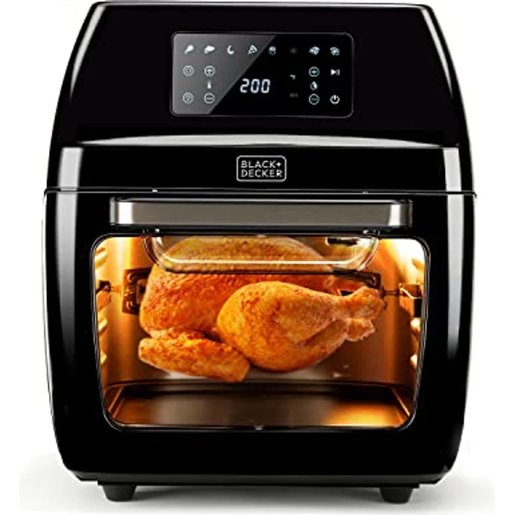 Black + Decker BXAFO1200E Heißluftfritteuse, ohne Öl, 1700 Watt, bis 200 °C, 12 Liter, Schwarz – Bild 3