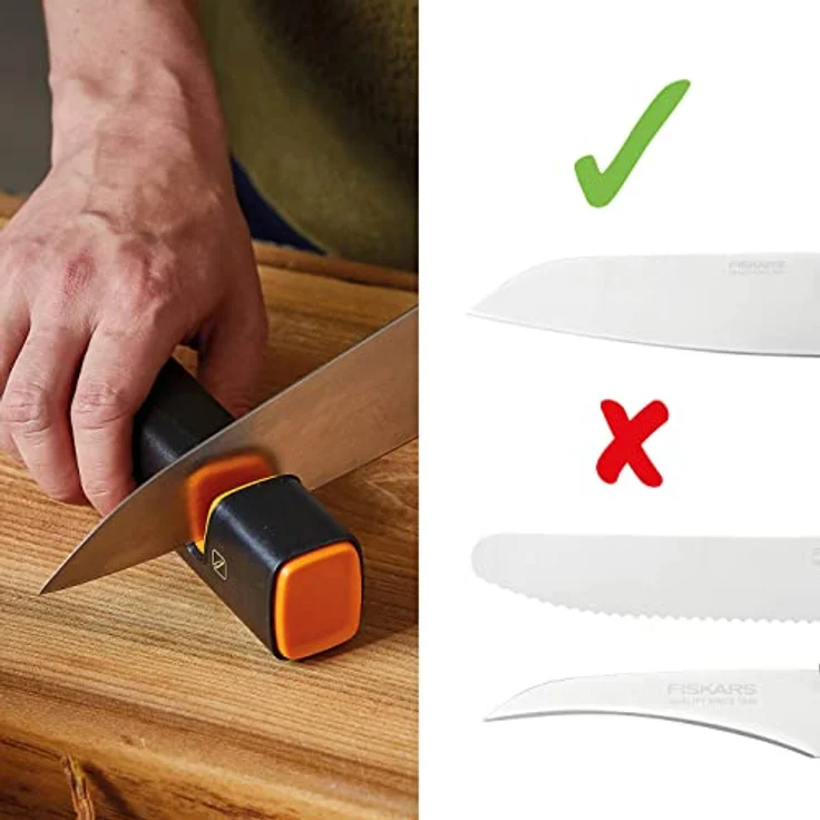 Fiskars Messerschärfer für scharfe Messerklingen aus Stahl, Keramikschleifstein, Edge, Roll-Sharp, Schwarz-Orange, 1003098 – Bild 4