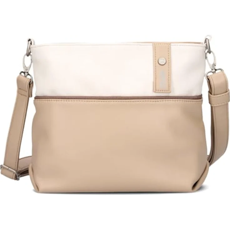 Zwei Beuteltasche Jana J8, Umhängetasche aus weichem Kunstleder in Nude, praktische Tragevarianten, 27 x 10 x 23 cm – Bild 3