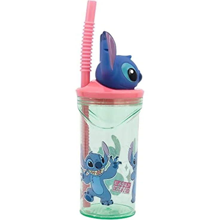 Lilo & Stitch 3D Trinkbecher mit integriertem Strohhalm, 360 ml, farbenfrohes Disney-Design – Bild 3