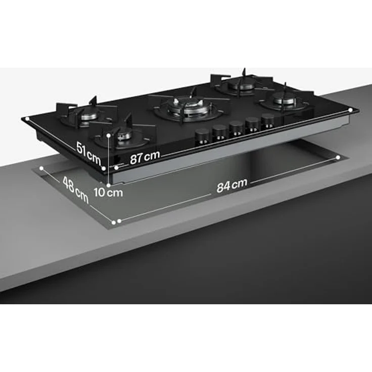 Klarstein Velaire PG9051G-ACB, Gaskochfeld mit 5 Brennern, elektrischer Zündung, Aluminium, 10400 W – Bild 7