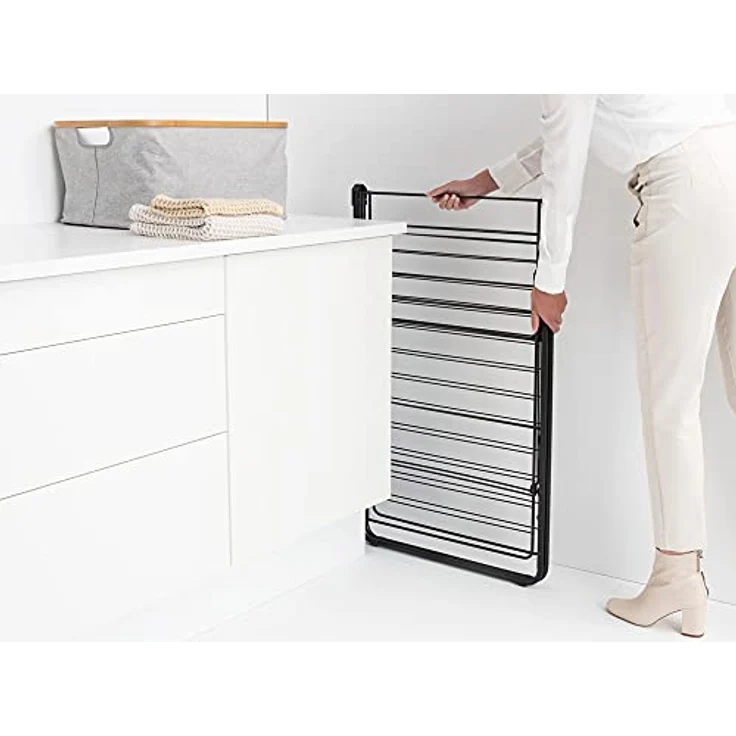 Brabantia Hang On, Wäscheständer mit 25 Metern Trockenfläche und Platz für 8 Kleiderbügel, Schwarz – Bild 15