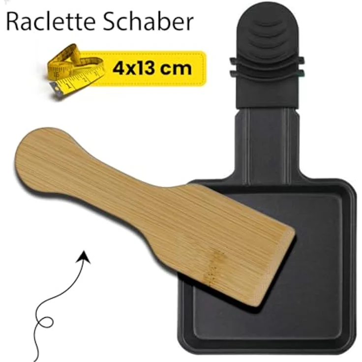 hausleben 8er Set Raclette-Schaber, Bambus Holzschaber 13 x 4 cm, kratzfrei und hitzebeständig für beschichtete Pfännchen – Bild 5