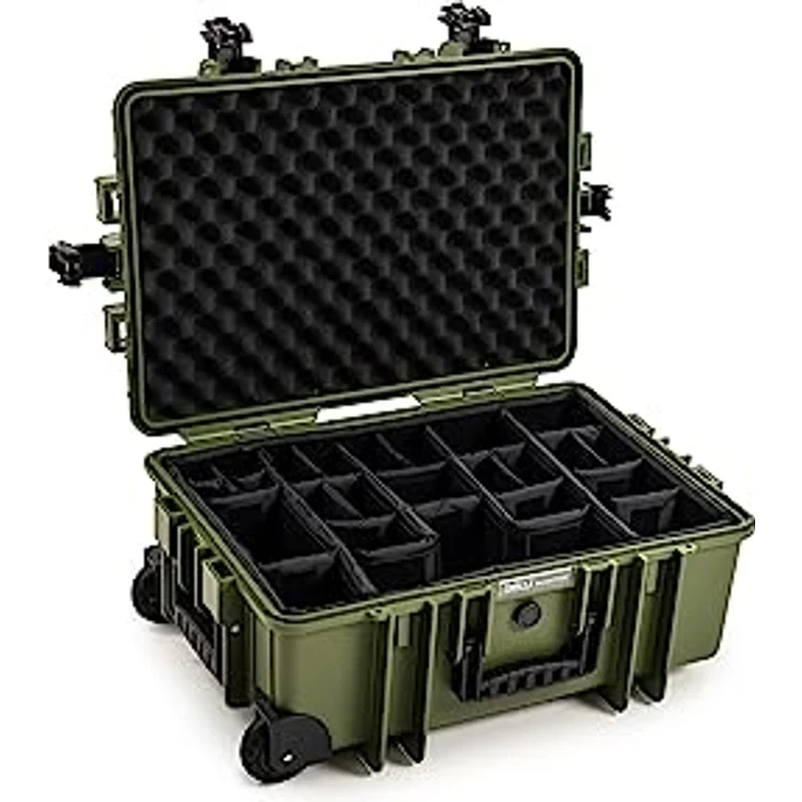 B&W Transportkoffer Outdoor Typ 6700 bronze-grün mit variabler Facheinteilung, Trolley Koffer, ideal auf Tour - wasserdicht nach IP67 Zertifizierung, staubdicht, bruchsicher und unverwüstlich – Bild 1