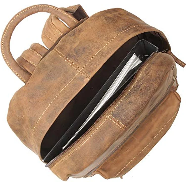 Greenburry Vintage Retro Rucksack, Leder 42 cm mit Laptopfach, braun – Bild 6