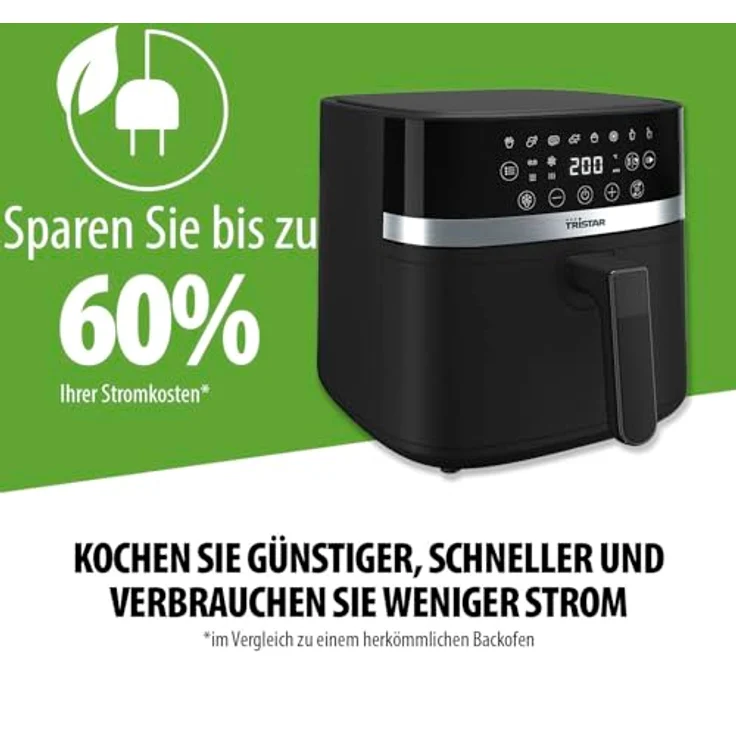 Tristar Digitale Heißluftfritteuse FR-9416, 6L, 8 Programme, LED-Touchscreen, PFAS-frei, automatische Abschaltung, spülmaschinenfest, 1700W – Bild 4