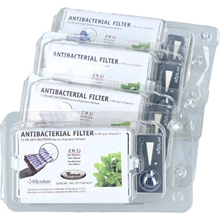 Whirlpool Antibakterielle Filter Ant001, Set von 4 für Kühlschrank und Gefrierschrank, kompatibel mit verschiedenen Modellen