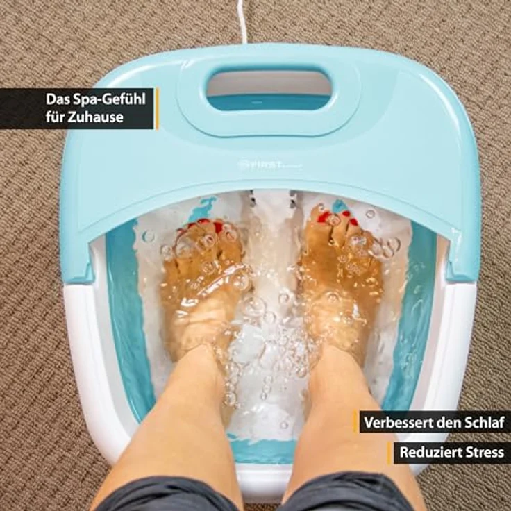 TZS First Austria Klappbares Fußsprudelbad mit Heizung | Blau | Vibration & Sprudelfunktion | Fuß-Massage-Gerät | Fußbadewanne | max. 45°C | Pediküre – Bild 3