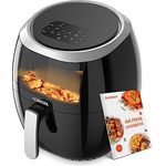 Heißluftfritteuse, Heissluftfritteuse onhe Öl 8L 1800W, Air Fryer mit Sichtfenster, Einstellbare Temperaturregelung, Digitalem LED-Touchscreen, 8 Programmen, Rezepte& Einfache Reinigung-Acekool FT2