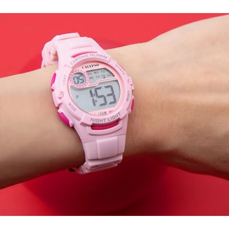 CALYPSO WATCHES Chronograph Junior Collection K5852/1, digitale Kinderuhr mit Stoppfunktion, rosa-pink, 10 bar wasserdicht – Bild 2