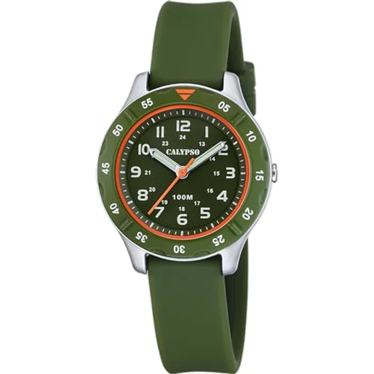 Calypso Jugend Kinderuhr Kautschuk grün Junior Armbanduhr UK5847/2 Analoguhr, wasserdicht bis 10 ATM