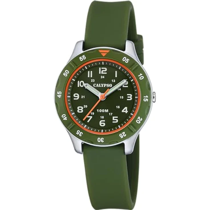 Calypso Jugend Kinderuhr Kautschuk grün Junior Armbanduhr UK5847/2 Analoguhr, wasserdicht bis 10 ATM