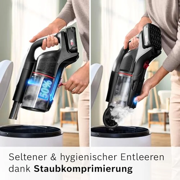 Bosch Akku-Staubsauger Unlimited 9 BTS942WQC, kabellos mit MicroClean Technology, HEPA-Filter, LED-Display, 10 J. Motorgarantie, 2x 4Ah Akku, weiß – Bild 5