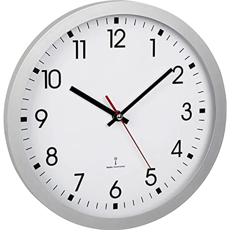 TFA Dostmann Analoge Funk-Wanduhr, 60.3522.02, mit Sekundenzeiger, Glasabdeckung, großes Ziffernblatt, 30cm Durchmesser, Weiß,L 300 x B 43 x H 300 mm – Bild 1