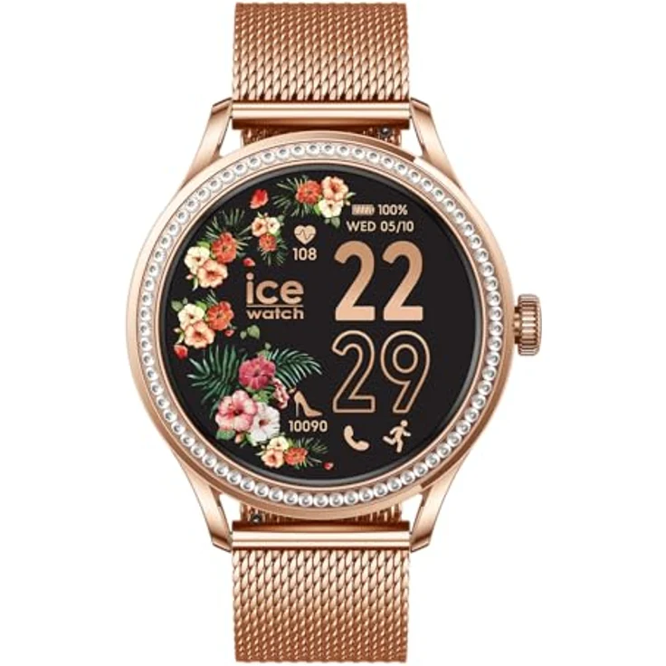 ICE-WATCH Ice smart ST 2.0, Damen Smartwatch in Rose-Gold mit Milanese Edelstahlarmband, 1,2 Zoll AMOLED-Display, Wasserfest IP68, Activity Tracker, kompatibel mit iOS und Android – Bild 1