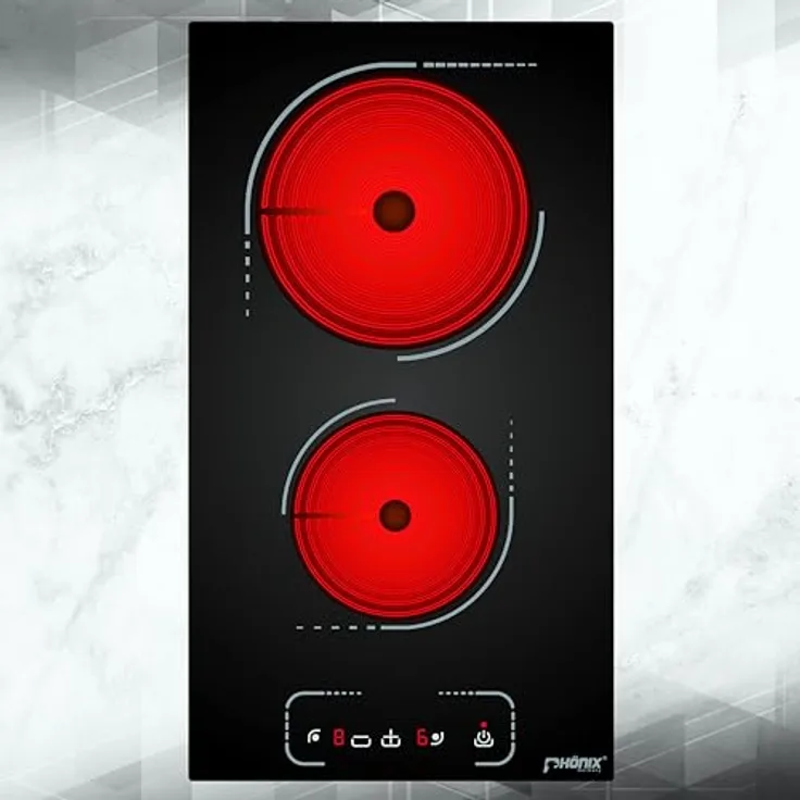 Phönix PC-302T Glaskeramikkochfeld 2 Zonen | Domino Keramikkochfeld | 9 Stufen | autark, 3000W Einbaukochfeld