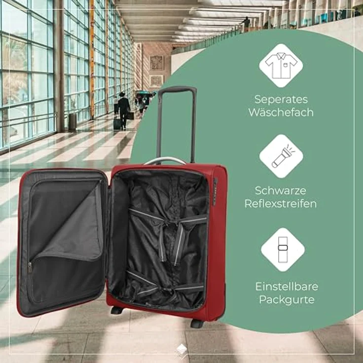 Travelite Handgepäck Koffer Jetpack, integriertes Zahlenschloss, 55x40x20 cm, 41 l, 2,2 kg - Rot – Bild 4