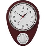 Atlanta Küchenuhr mit Eieruhr, Wanduhr Küche Quarz, Integrierter Timer, Rot, 6114/1